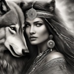 Frau mit wolf