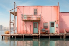 Grungy Pink Fishing Building