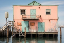 Grungy Pink Fishing Building