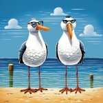 Funny Cartoon Seagull Art Print