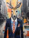 Deer In Suit In City Art Print Free Stock Photo - Public Domain Pictures