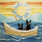 Perro en barco Impresión de arte digital