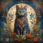 Native American Mystic Cat Art