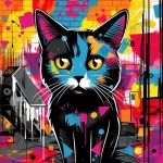 Pop Art Urban Cat Print