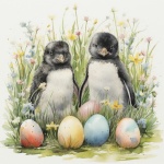 Easter Egg Penguin Art Print