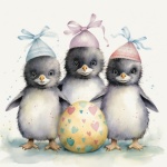 Easter Egg Penguin Art Print