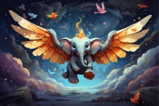 Fantasy Elefánt szárnyakkal art