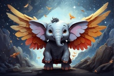 Fantasy Elefánt szárnyakkal art