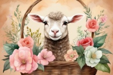 Húsvéti bárány virágkosárban Art