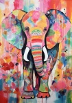 Whimsical Colorful Elephant Art
