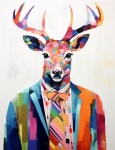 Divertente cervo maschio in abiti art