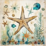 Fondo náutico de estrella de mar