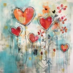 Artystyczny Walentynki Serce Kwiat Sztuk