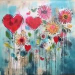Artystyczny Walentynki Serce Kwiat Sztuk