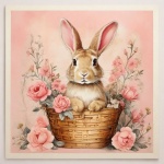 Arte vintage del fiore del coniglietto p