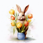 Tulip Easter Bunny Art Print