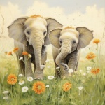 Spring Elephant Art Print