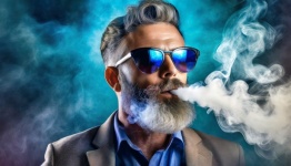 Man, portrait, smoking, beard