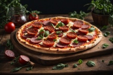 Richly decorated Italian pizza