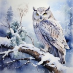 Snow Owl Perched Art