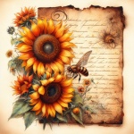 Sunflowers And Bees
