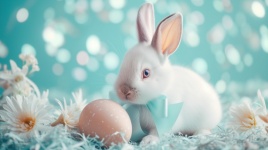 White bunny and easter egg