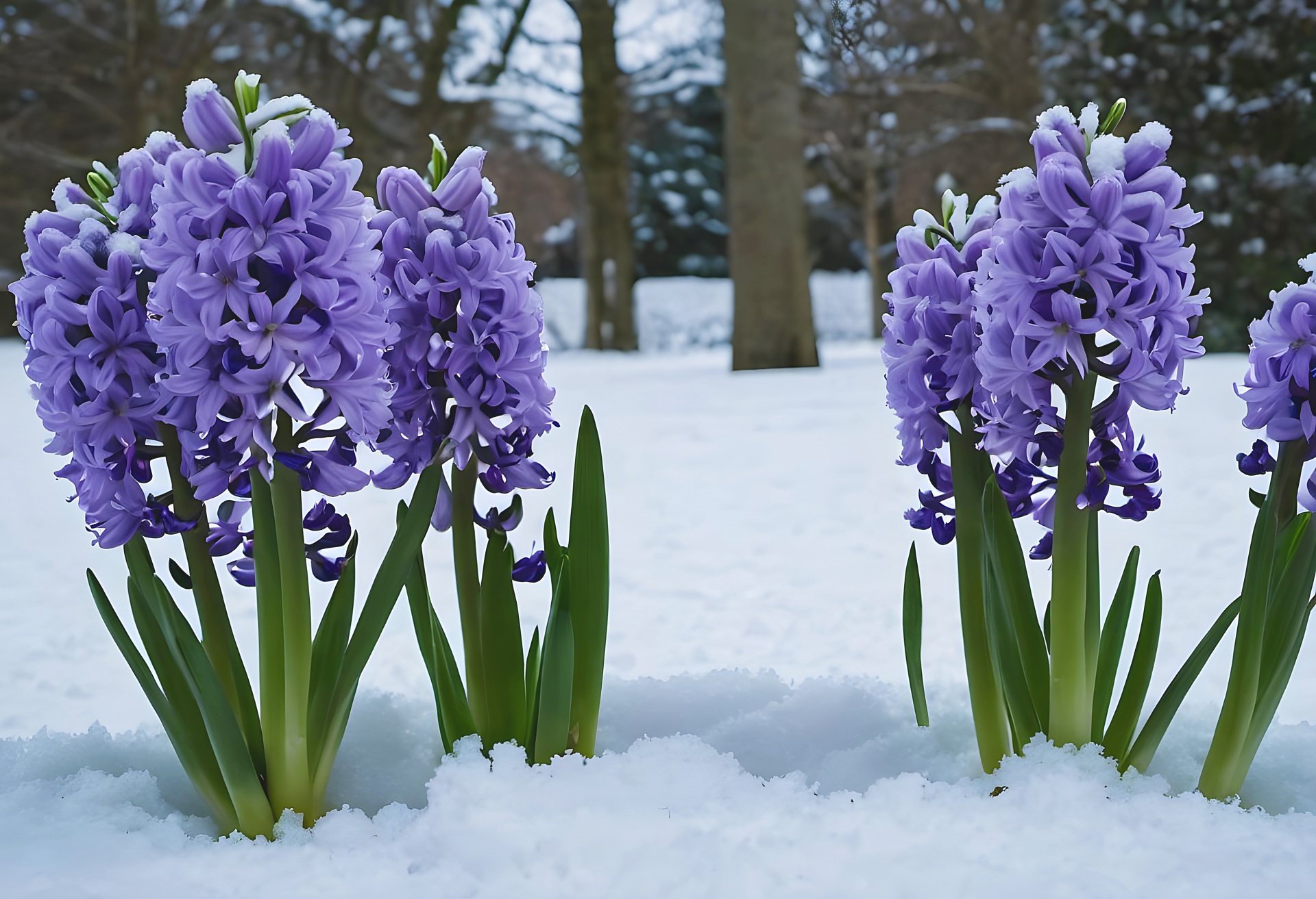 Hyacinth Flower In Snow