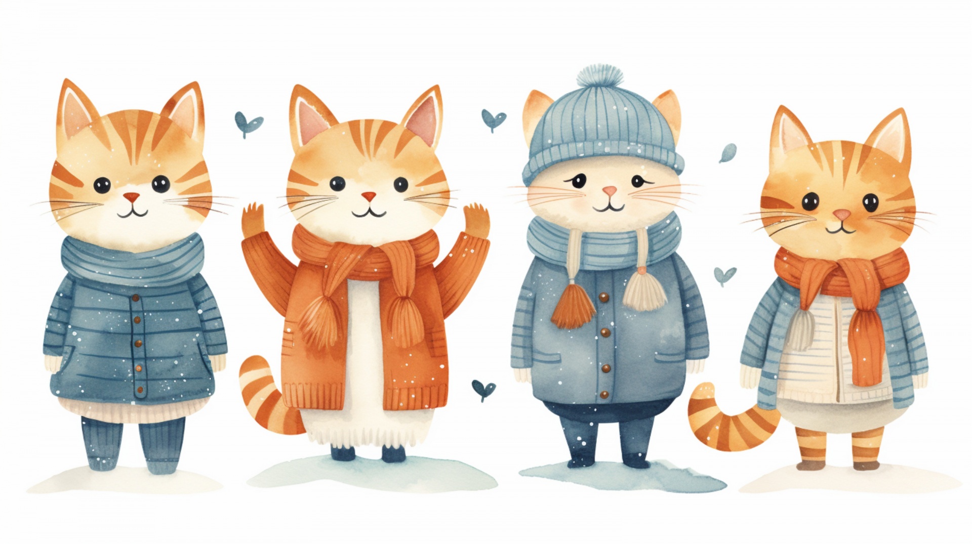 Cute Winter Cat Art Print Free Stock Photo - Public Domain Pictures