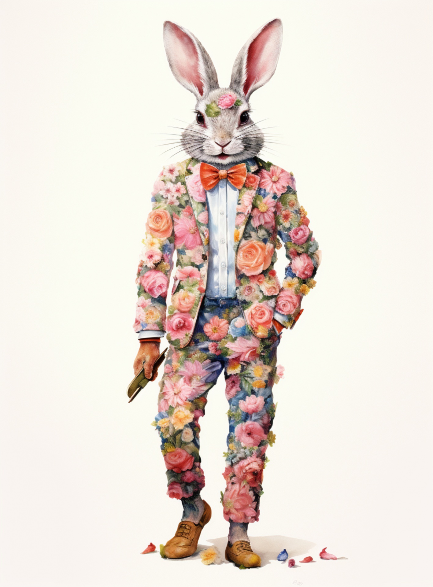 Funny Rabbit In Suit Of Flowers Free Stock Photo - Public Domain Pictures
