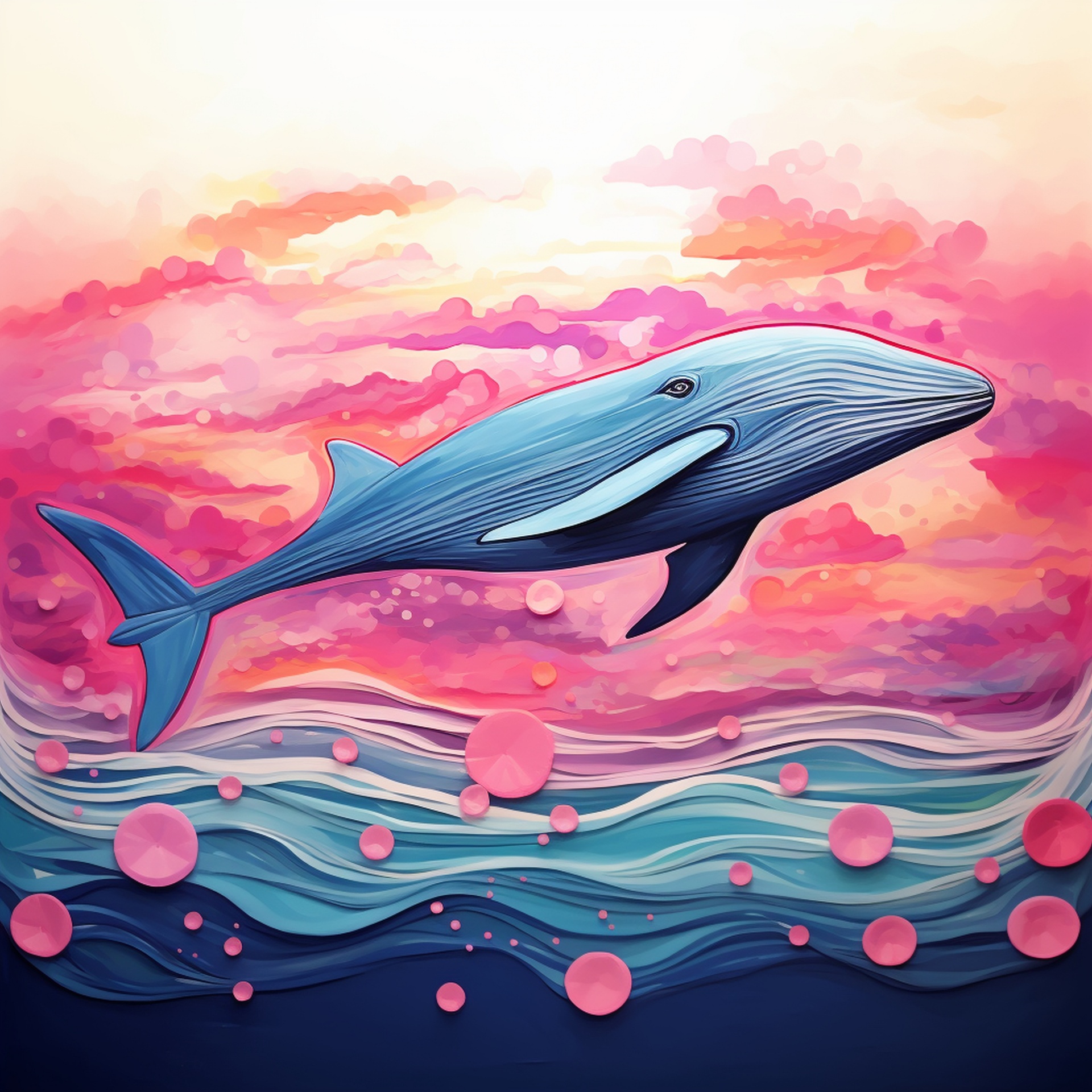 Whimsical Ocean Whale Art Print Free Stock Photo - Public Domain Pictures