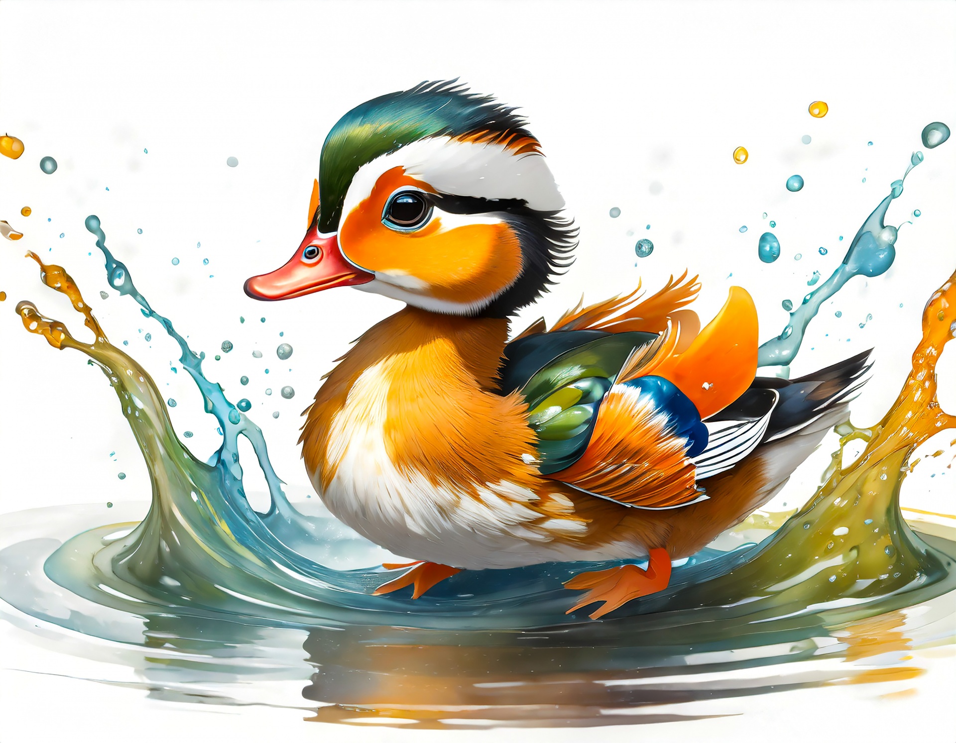 Mandarin Duck, Watercolor, Painting