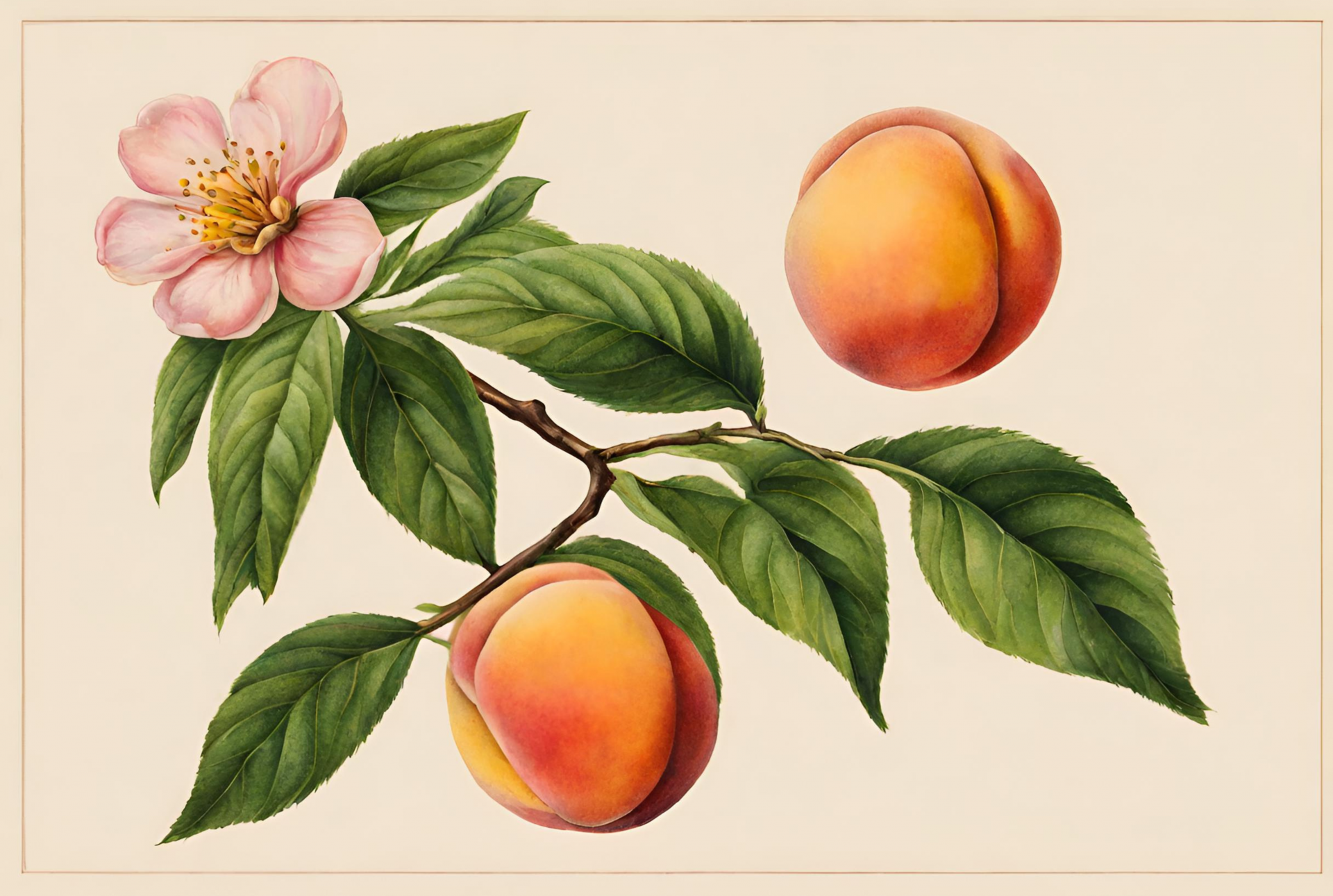 Vintage Abstract Peach Fruit