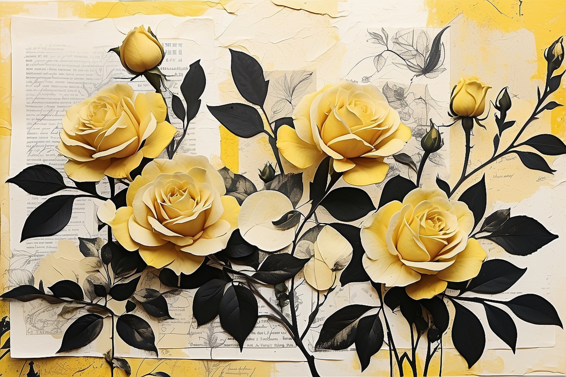 Yellow Roses Journal Page Art Free Stock Photo - Public Domain Pictures