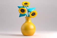 3D Sunflowers in the Vase
