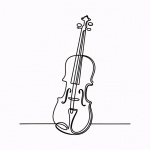 Continuous Line Drawing Of Violin