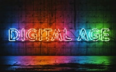Digital age glowing sign