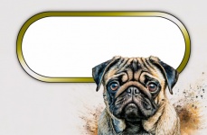 Dog pet Pug frame text photo art