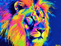 Fascinating Lion Pop Art Portrait
