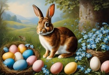 Illustration d'oeufs de Pâques lapin