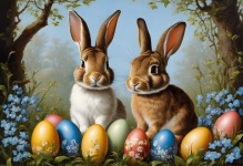Illustration d'oeufs de Pâques lapin