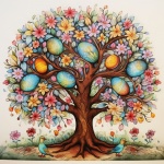 Whimsical Fantasy Easter Egg Tree