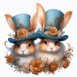 Vintage Easter Bunny With Hat Art