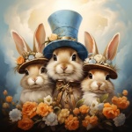 Vintage easter bunny with hat art
