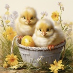 Stampa artistica dei pulcini di Pasqua