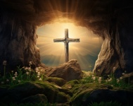 Húsvéti feltámadás kereszt művészeti nyo