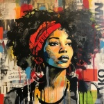 Juneteeth Graffiti kvinna porträtt