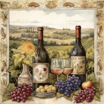 葡萄园葡萄酒风景艺术印刷品