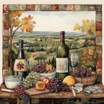葡萄园葡萄酒风景艺术印刷品