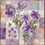 Vintage patchwork lila blommig konst