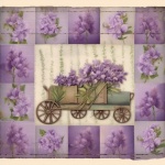 Vintage lila täcke patchwork konst